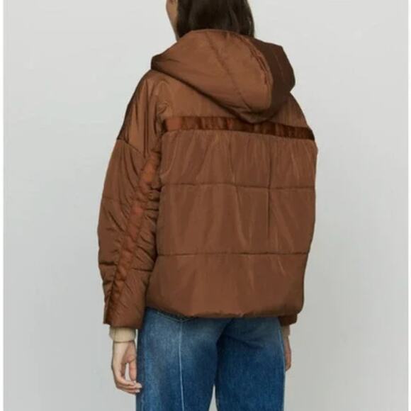 Maje Gueli Caramel Hooded Puffer Jacket Quilted Coat - Picture 3 of 11
